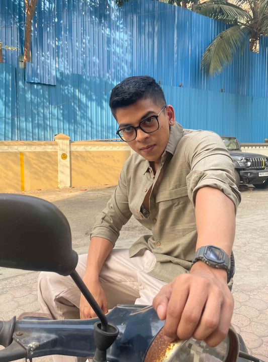 Army Green Plain Sleeve Shirt