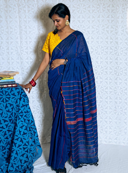 Blue Khesh Cotton Saree
