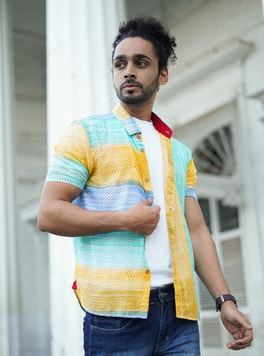 multi color brush painting shirt