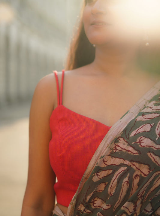 Red Strap Cotton Blouse