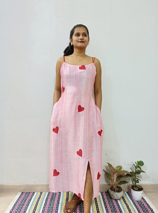 Brush Painting and Heart Block-print Dress