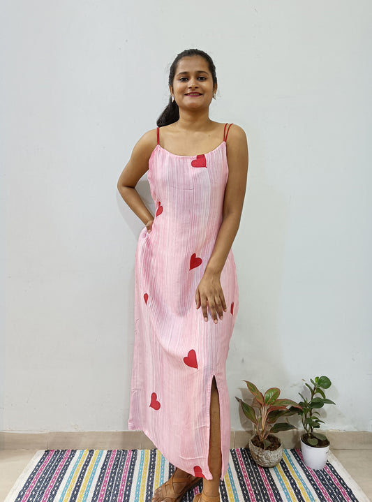 Brush Painting and Heart Block-print Dress