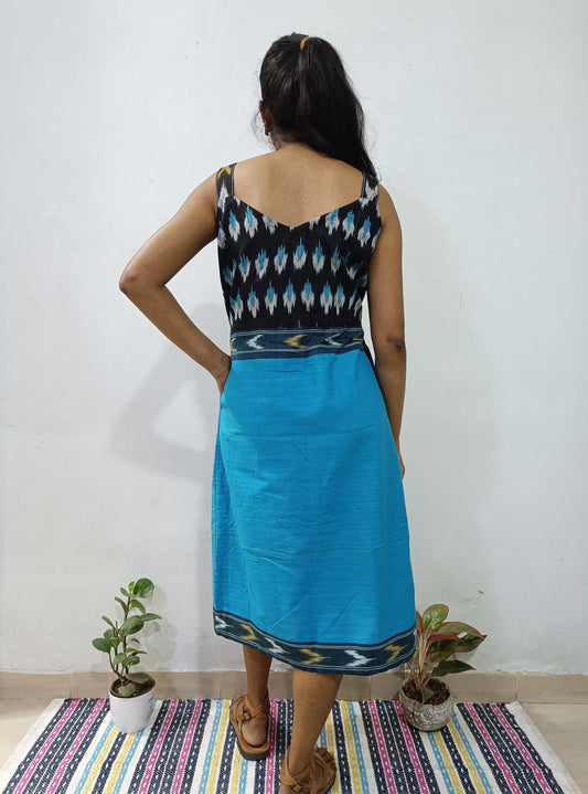 Blue Ikkat Cotton Dress