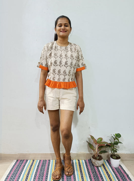 Paisley Kashish Natural Dye Dabu Cotton Crop-top