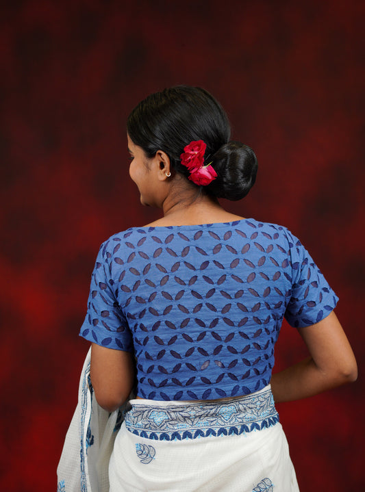 Indigo (Blue) Reverse Applique Cotton Blouse