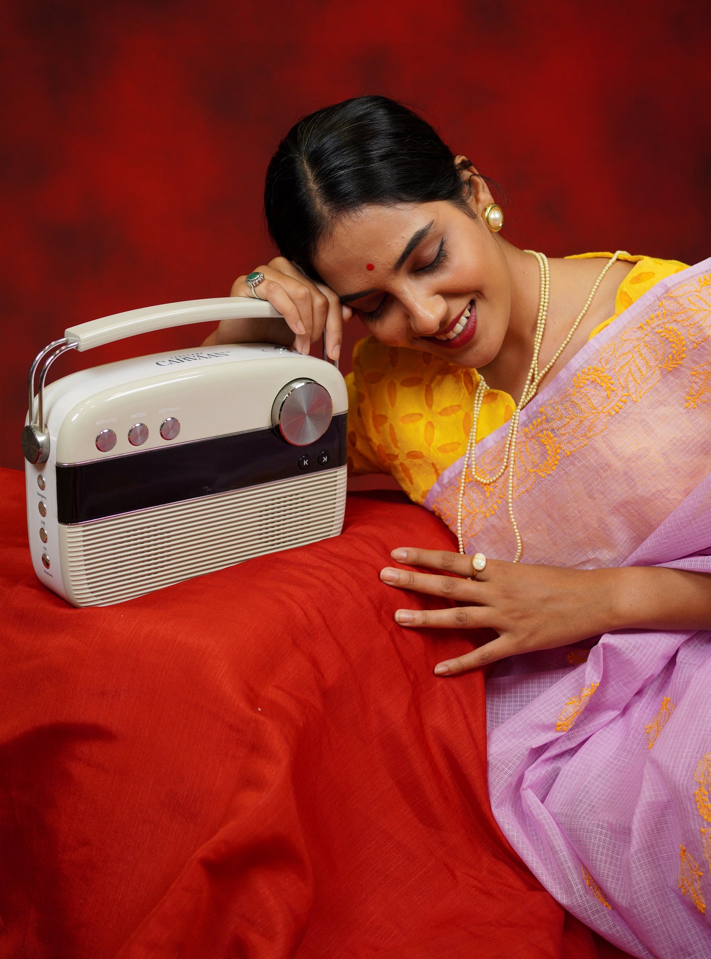 Lilac -Yellow Chikankari Kota Cotton Saree