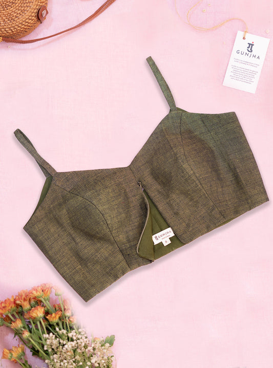 Seaweed - Green Strap Linen Blouse