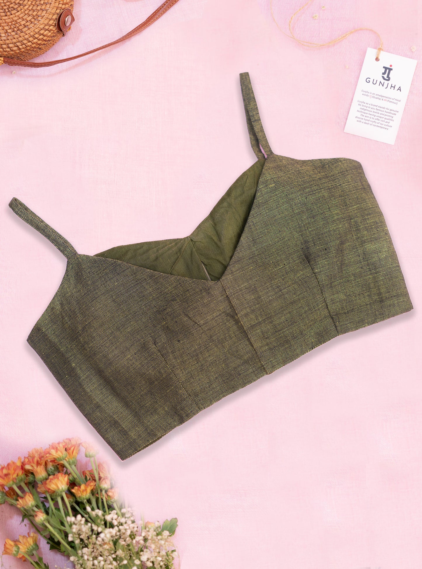 Seaweed - Green Strap Linen Blouse