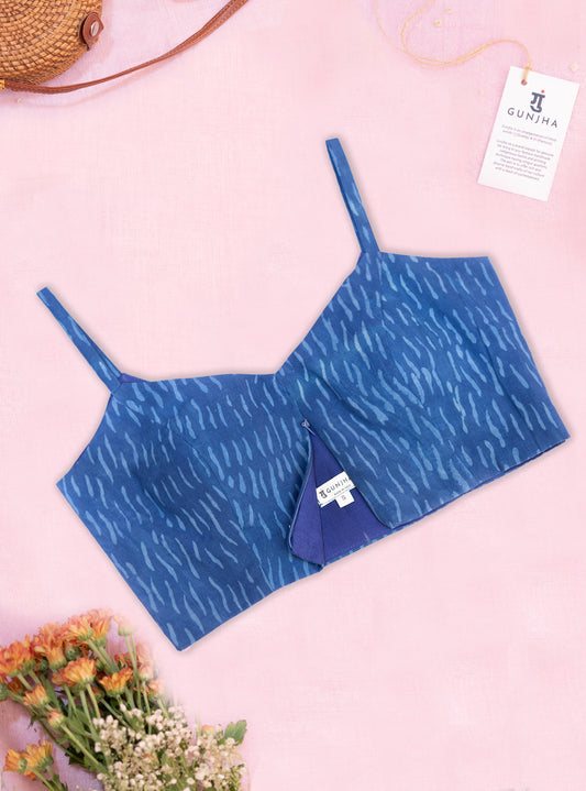 Indigo Dabu Strap Cotton Blouse