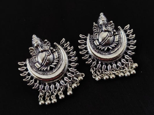 german silver studs - ganesha