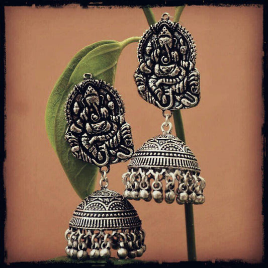 Ganesha - german silver jhumka