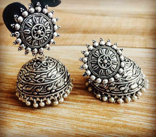 German Silver Jhumka - Round