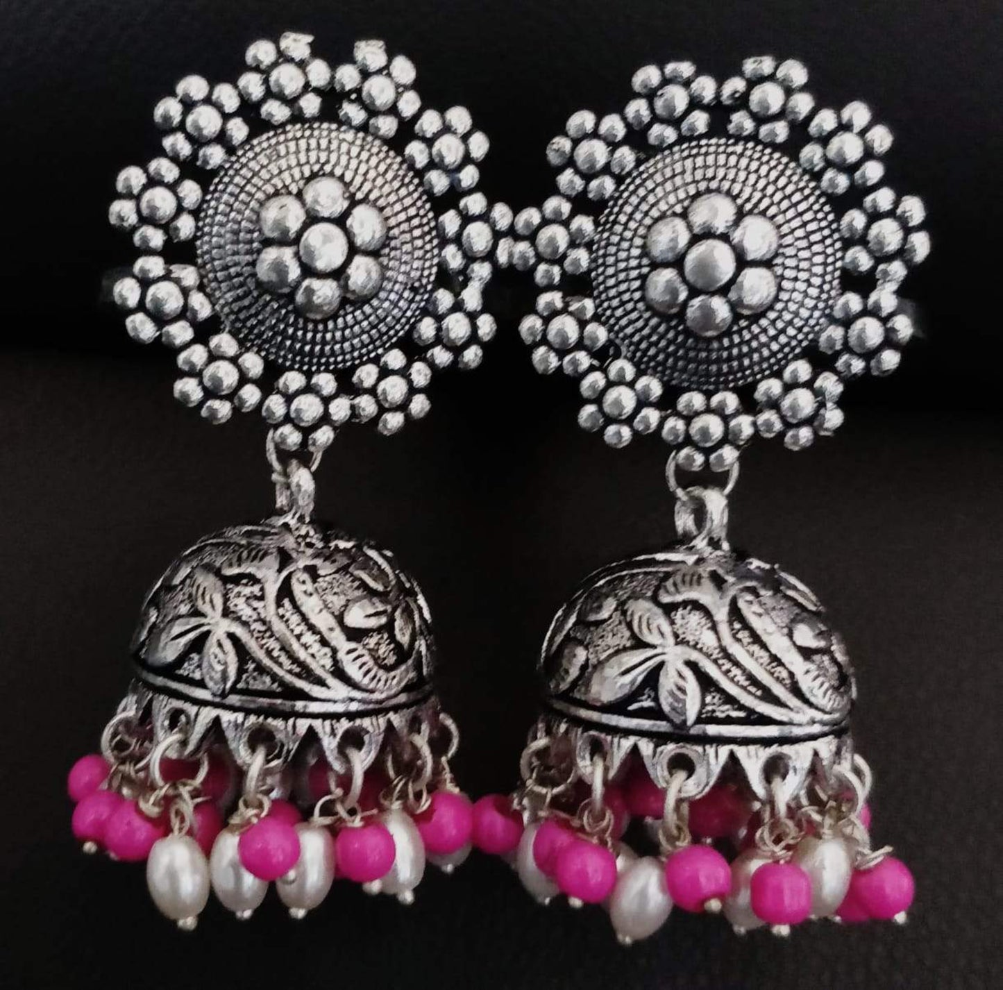 German Silver Jhumka - with beads