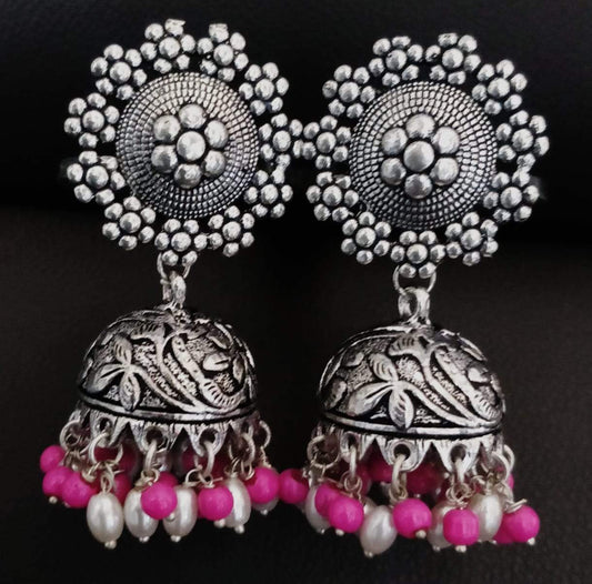 German Silver Jhumka - with beads