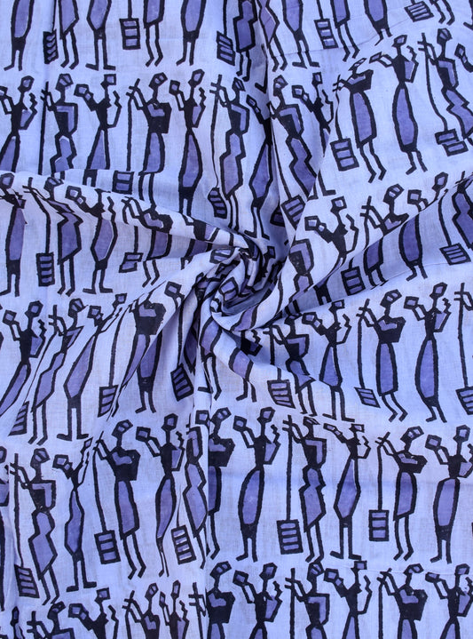 Veri Peri Warli Woodblock Print Cotton Fabric