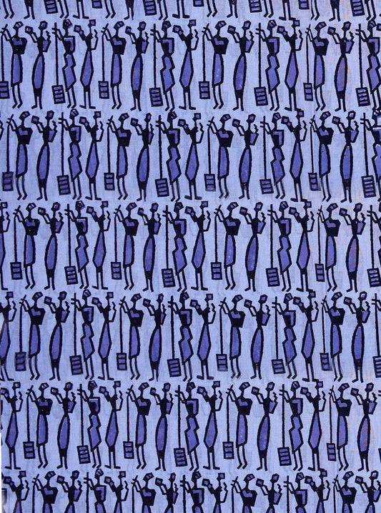 Veri Peri Warli Woodblock Print Cotton Fabric