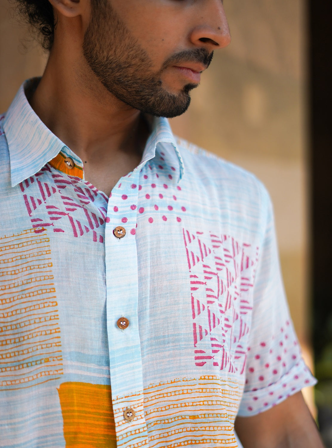 Blue Blockprint Men Shirt