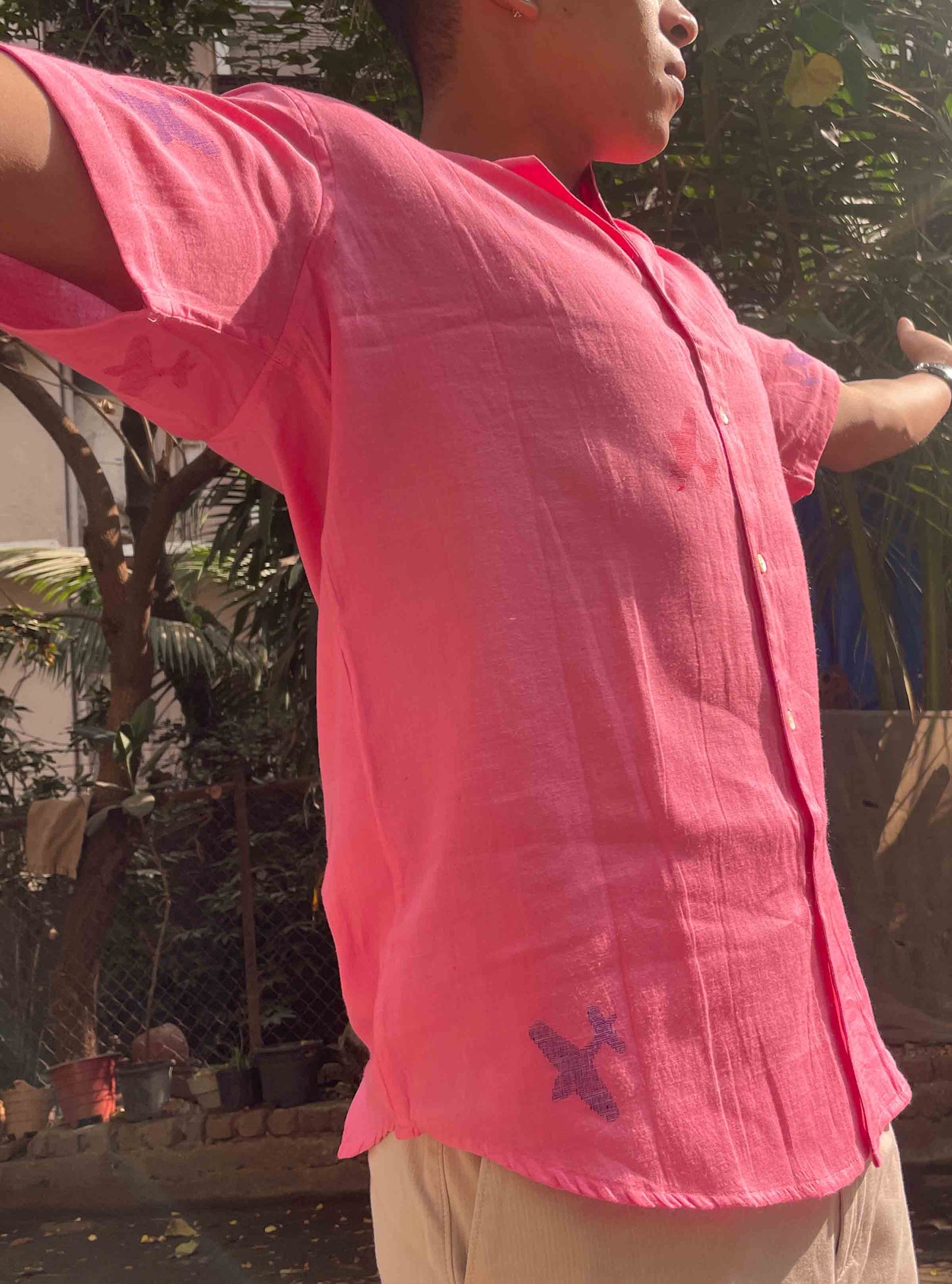 Pink Aeroplane Jamdani Shirt