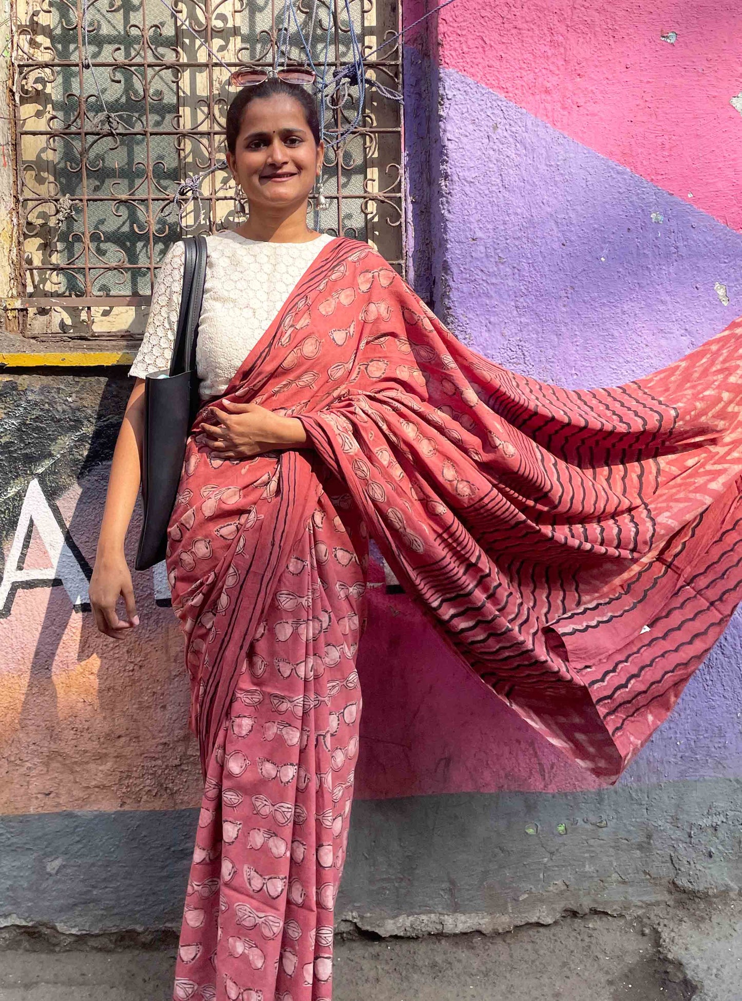 Sunglasses Pink Natural Dye Dabu cotton Saree