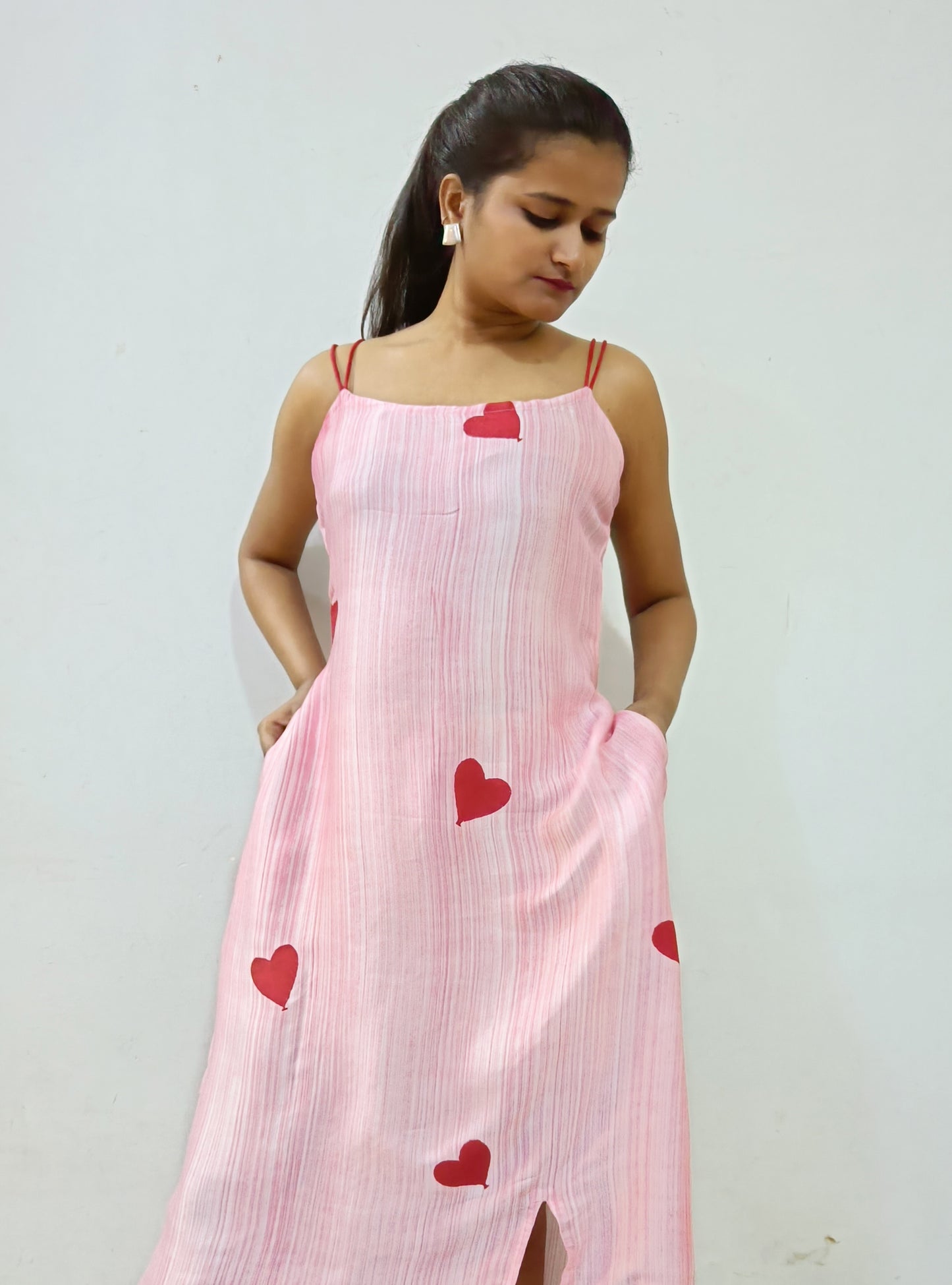 Brush Painting and Heart Block-print Dress