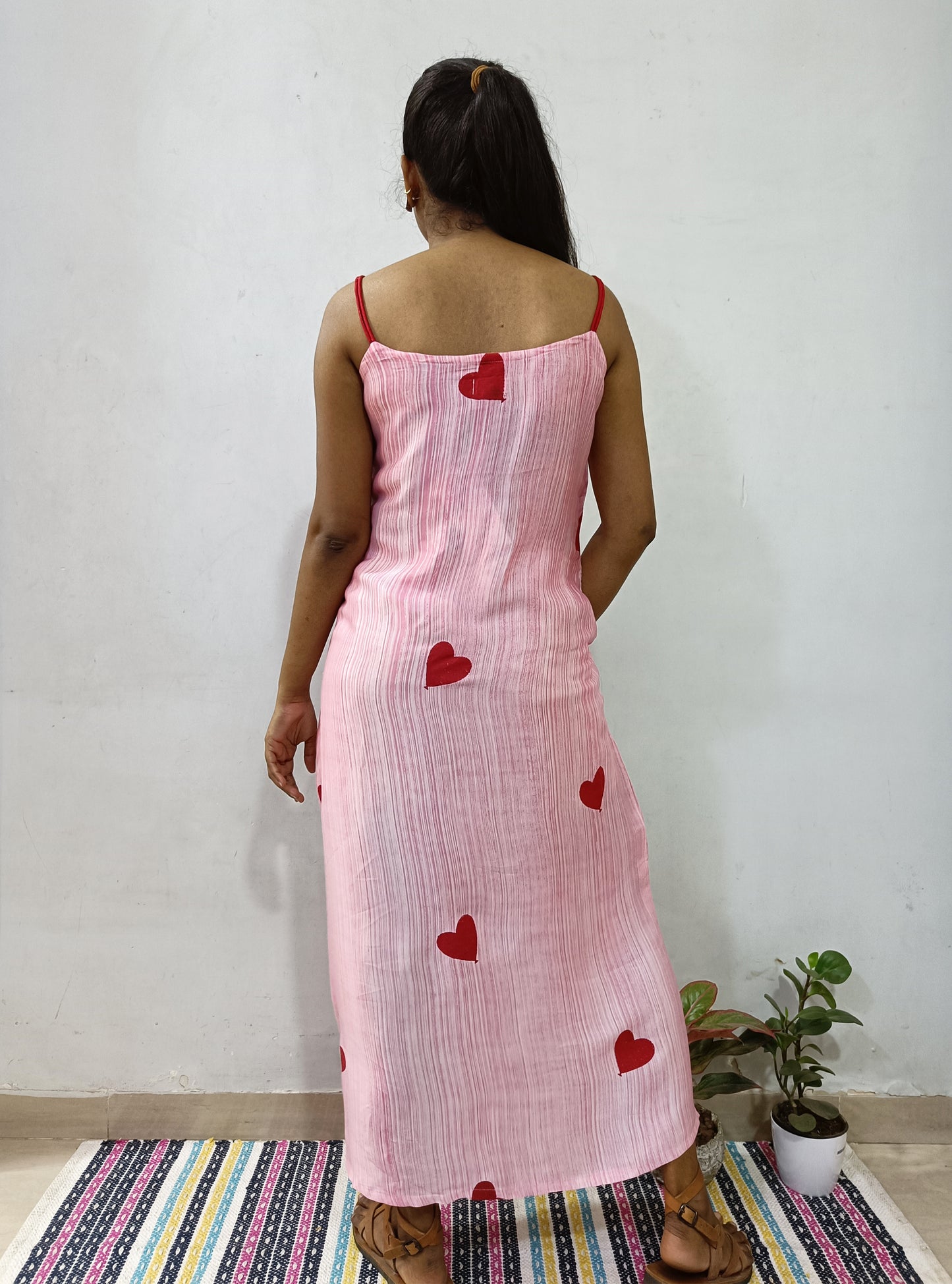 Brush Painting and Heart Block-print Dress
