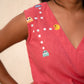 Tea Rose (Peach) Pacman Hand Embroidered Cotton Dress