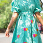 Sea-Green Lotus Hand Embroidered Cotton Dress