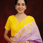 Lilac -Yellow Chikankari Kota Cotton Saree