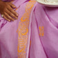 Lilac -Yellow Chikankari Kota Cotton Saree