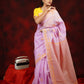 Lilac -Yellow Chikankari Kota Cotton Saree
