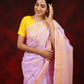 Lilac -Yellow Chikankari Kota Cotton Saree