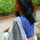 Yellow - Navy blue Chikankari Kota Cotton Saree