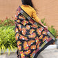 Black bangalore silk Flower motif Kantha