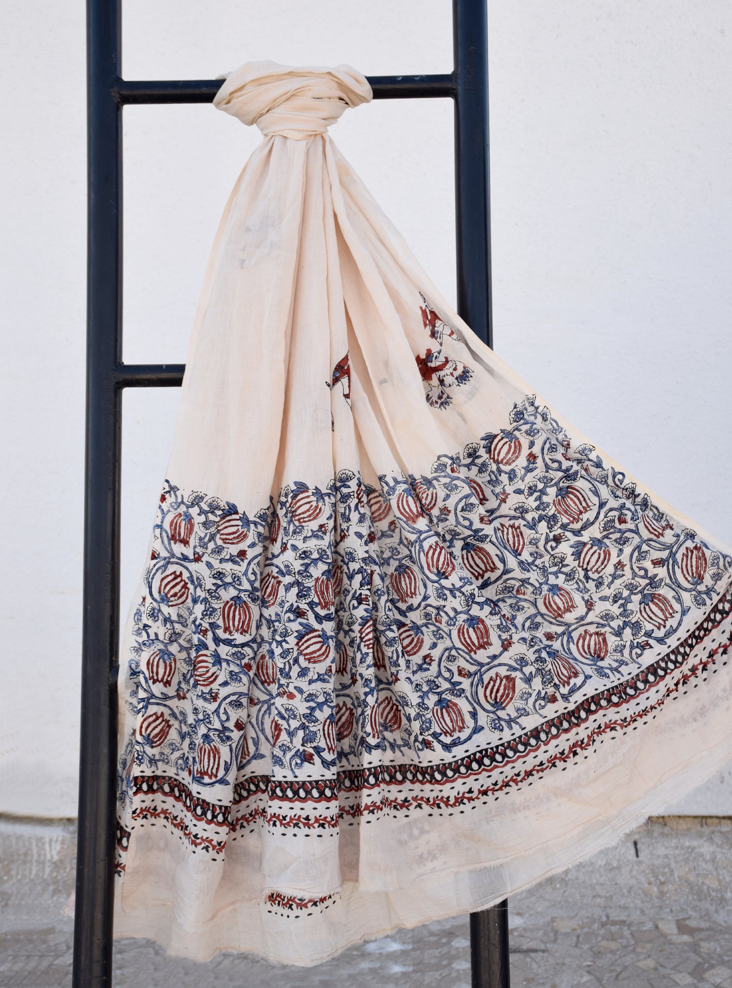 Beige Natural Dye Bagru Print Dupatta