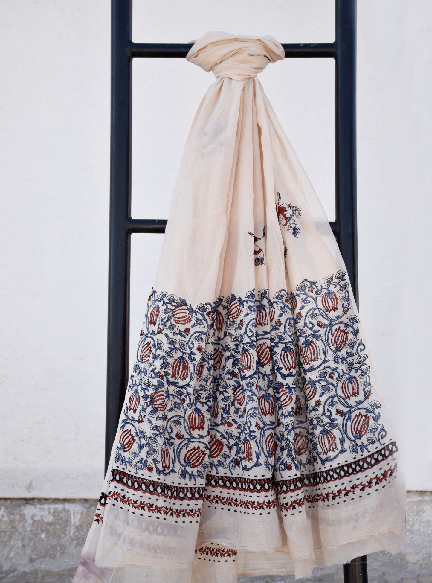 Beige Natural Dye Bagru Print Dupatta