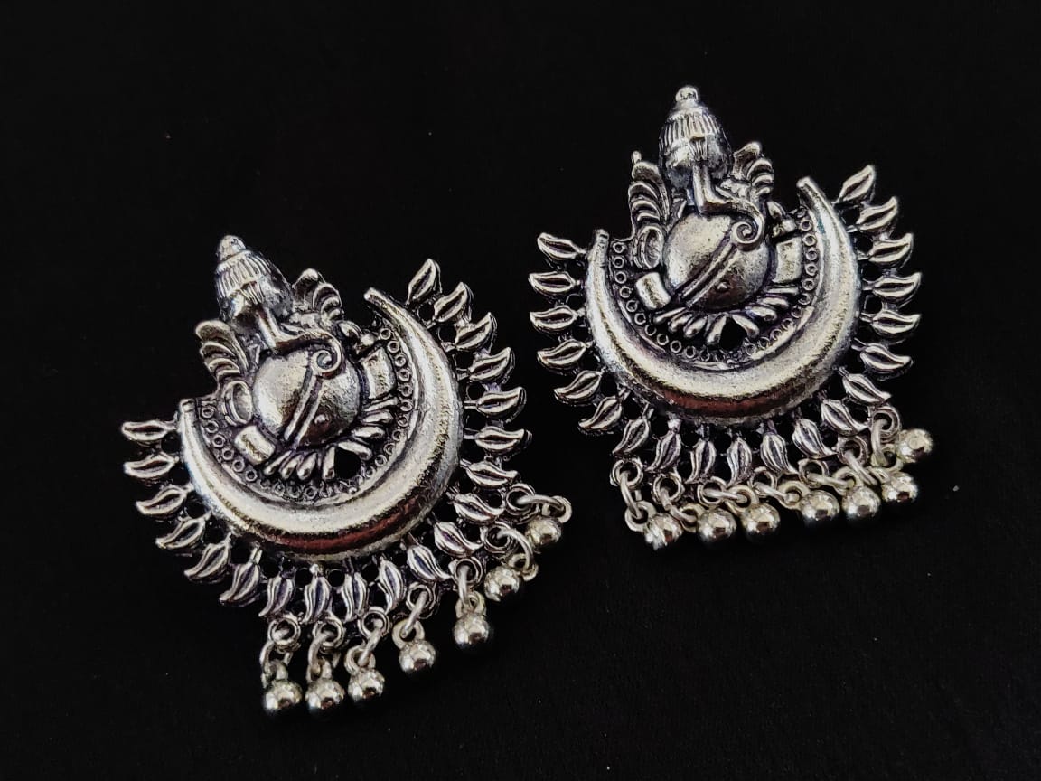 German Silver Earrings- South India Jewels- Online Shop